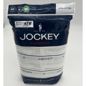 Jockey Classics Men's 42 Full Rise Briefs Underwear 100% Cotton 4 Pack NEW